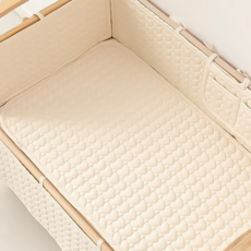 AiRabbit 嬰幼兒用 愛心 純棉 加厚 絎縫 雙面 床墊 附固定帶, 1個, 淺米色