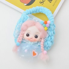 뜨개가방 공주인형 키링, 스카이, 1개, 8cm