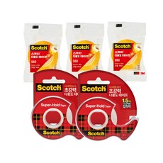 스카치 다용도 테이프 550 리필 12mm x 30m 3p + 초강력 다용도 테이프 디스펜서 198S 19mm x 12.7m 2p, 혼합색상, 1개
