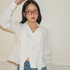 salondeyohn V領綁帶棉質襯衫