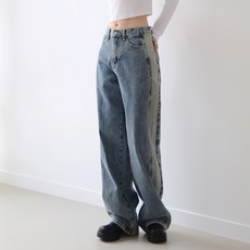 SUBI.JEANS 女款側邊撞色水洗寬版丹寧短褲 SP7307