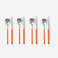 애스크제이 모다키친 나봄 수저 4인 세트, 오렌지, 숟가락 4p + 젓가락 4p, 1세트