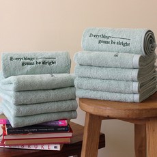 소프트터치 레터링 자수 호텔수건 150g 30수 면사, 민트, 10개