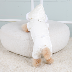 AMYLOVESPET 寵物雪地保暖鋪棉連帽連身衣, 白色