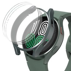 누아트 변색없는 갤럭시워치5프로 커버 하드케이스 + 프리미엄 9H 고강도 풀커버 강화유리 3개입, 그린(케이스), 1개