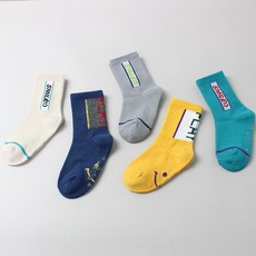 KIDS FUTURE 孩童運動中筒襪 5件組