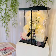 可愛玫瑰熊+包裝盒+LED燈串+裝飾貼紙, S尺寸，文具第一石，珊瑚, 1組