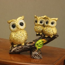 室內風水蹺蹺板貓頭鷹裝飾品 kkkd048, 金色