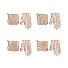 方格微波爐和烤箱手套 4入+隔熱墊 4入, 6型, 1套