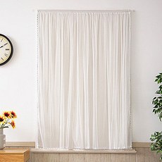 自黏式蕾絲遮光窗簾 素色, 米色