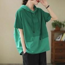 &Style Rioi 襯衫式短袖女款連帽T恤 260521