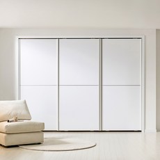 보루네오 루미 덤핑 슬라이딩 12자 붙박이장 세트 방문설치, 크림화이트
