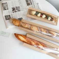 BEST PACK 烘焙用透明牛皮紙開窗袋 法棍麵包 小 11 x 6 x 39.5 cm, 1個, 黃色