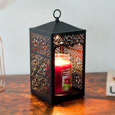 YANKEE CANDLE 復古造型暖燈+香氛蠟燭 L號+燈泡 2入, 黑色（蠟燭加熱器），黑櫻桃（蠟燭）