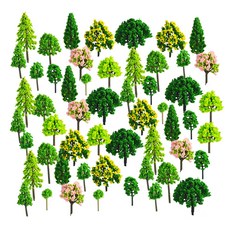 Khohimo 迷你生態瓶場景模型造景用樹木材料模型 DIY 套件 4W048 11款 x 5入組, 樹木材料模型 11款 x 5入, 混合樹木55棵, 1套