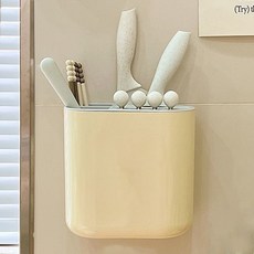 Eatus Home 壁掛式瀝水廚具餐具筒, 奶油色, 1個