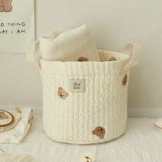 Chez bebe 刺繡布料收納籃, 雪寶寶 象牙白, 1個