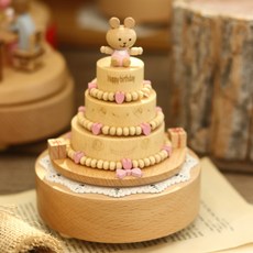 發條木製音樂盒小熊蛋糕, 混合色