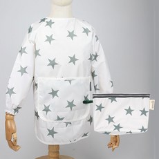 베베슈에뜨 아동용 방수 긴팔 미술가운 + 파우치 세트, 북유럽스타 백아이보리