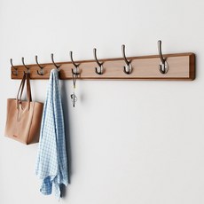 Lala工房 復古原木居家裝飾壁掛衣架 8掛勾, 1個, 棕色