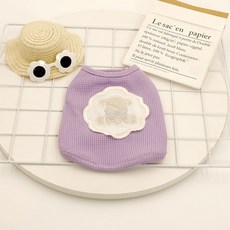 Lanboer 寵物花朵熊鬆餅T恤, 紫色