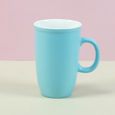 해피정 오벌 라인 롱 무광 머그컵 480ml, 블루, 1개