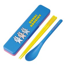 Skater CCS3SAAG 抗菌便當靜音餐具組, 1個, 湯匙 + 筷子 + 外盒, 獨角獸兔子