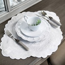 MaMaison 鑽石亞麻刺繡餐桌墊 PMMV2, 1個, 白色, 50 x 35 cm