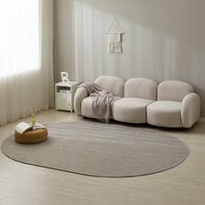 LEREVE 워셔블 헤링본 사이잘룩 타원형 비정형 러그
