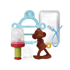 앙쥬 원숭이 치발기 + 기린 팔찌 치발기 + 꼬꼬망 과즙망 + 케이스 + 클립 세트, 랜덤발송(클립), 1세트