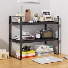 Lala工房 桌上收納整理書桌層架, 2層, 黑色