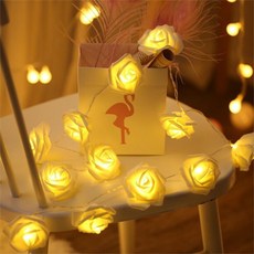 夸迪 LED 玫瑰燈串 閃爍 5cm x 3m 30燈, 暖白色, 1個