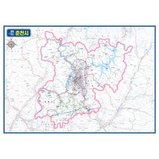 지도닷컴 강원도 춘천시 관내도 경계지도 코팅 150 x 110 cm, 1개
