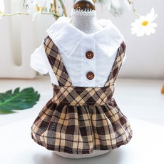 Mybau 寵物格紋吊帶連身裙, 混搭色