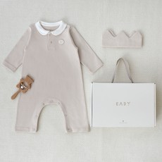 BABY&I 嬰幼兒用生物長版連身衣 + 皇冠髮帶新生兒賀禮套組