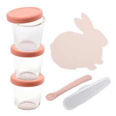 Dailylike 玻璃副食品容器餐具組, 粉色, 1組