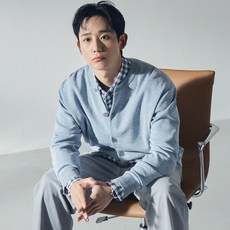 MIND BRIDGE 男士可水洗機洗類亞麻圓領微寬鬆版型開襟衫 M1CD2101