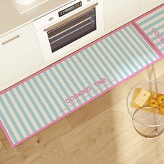 Bareunliving PVC廚房地墊 水槽腳踏墊, 條紋藍色, 1個