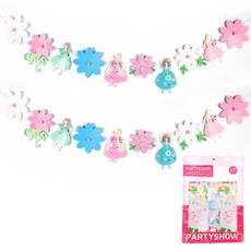 PARTYSHOW 花朵公主派對裝飾掛旗, 花公主 粉色, 2個