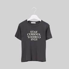 Chic Fox 女款Stay-Q字母短袖T恤, 炭灰色