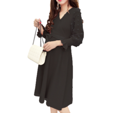 LUNA GLAM 花朵紗袖設計高腰袖孕婦連身裙