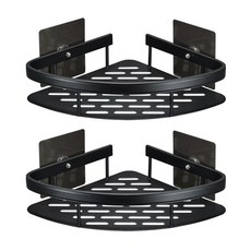 Winprice 鋁製圓弧高級轉角置物架, 黑色, 2個