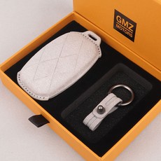 GMZ MOTORS 汽車鑰匙殼 汽車皮革智能鑰匙殼 Alcantara, 灰色, Genesis 8按鍵 GS06