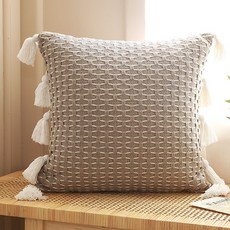 Moment 設計編織流蘇抱枕 CJ-MA85, 混合色