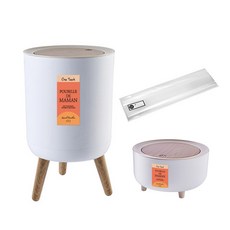 달팽이리빙 푸벨드마망 라운드 휴지통 2L + 7L + 전용봉투 10p, 화이트 + 우드, 1세트