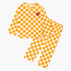 Uni FRIend 童款愛心圖案格紋長袖睡衣睡褲組