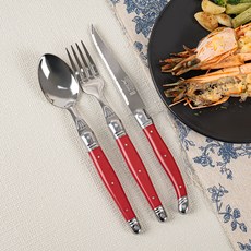 장듀보 라귀올 디너 스푼 + 포크 + 나이프 세트, 레드, 1세트
