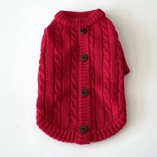 bydamsoomi 寵物假鈕扣針織衫, 紅色