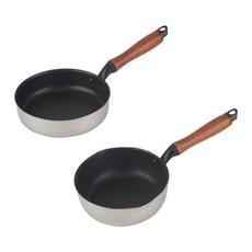 LAGO IH電磁爐適用不鏽鋼不沾鍋具2件組, 混合色, 平底鍋 16cm+牛奶鍋 16cm