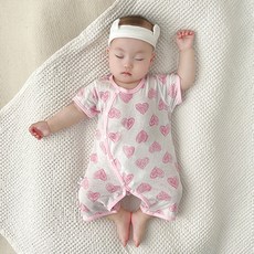 Bebeniz 全開扣後網眼圖案透氣短袖連身衣